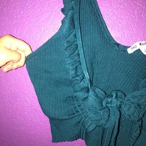 Blue tie crop top